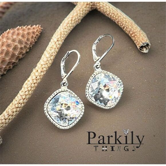 Earrings with clear Swarovski crystal handcrafted - Picture 1 of 4